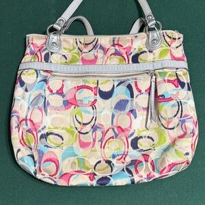 Coach Poppy Ikat Multicolor Signature Glam Tote.